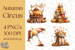 Autumn Circus Clipart Carnival Tent Fall PNG, Vintage Circus Product Image 1