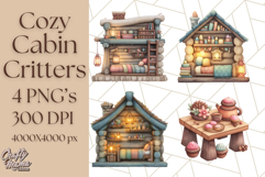 Cozy Cabin Critters Clipart PNG, Fall Animal Png Product Image 1