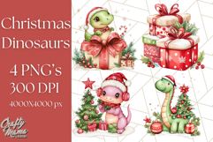 Christmas Dinosaur PNG Clipart, Cute Dino Holiday Art Png Product Image 1