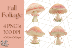 Fall Foliage Clipart PNG, Pink and Green Leaves Product Image 1
