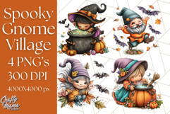 Spooky Gnome Village Clipart PNG Halloween Png Product Image 1
