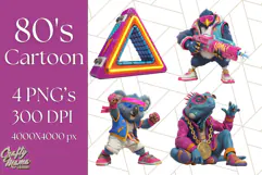 Forgotten 80s Cartoon Clipart PNG, Retro Animal Heroes Product Image 1