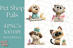 Pet Shop Clipart, Cute Big Eyed Animals, Kawaii Pets PNG Product Image 1