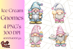 Ice Cream Gnome Clipart PNG Summer Dessert Art, Summer Gnome Product Image 1