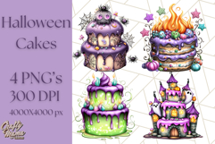 Whimsical Halloween Cake Clipart PNG, Spooky Desserts Product Image 1