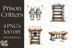 Cute Animals in Jail Clipart PNG, Funny Prisoner Critters Product Image 1