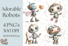 Robot Clipart, Soft Realistic Full Body Robot PNG Images Product Image 1