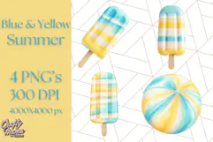 Sky Blue and Sunshine Yellow Summer Clipart PNG, Tropical Product Image 1