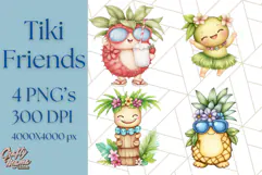 Tropical Tiki Friends PNG Clipart, Cute Summer Art Product Image 1