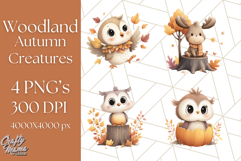 Woodland Autumn Critters PNG Clipart, Cute Fall Animals Product Image 1