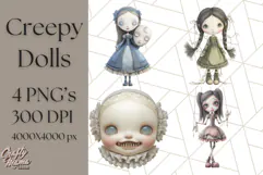 Creepy Dolls Clipart PNG Haunted Toy Characters Product Image 1