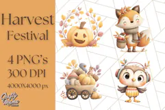 Woodland Autumn Animals PNG Clipart for Fall & Harvest Product Image 1