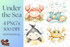 Under the Sea Nursery Clipart, Ocean Animals PNG Product Image 1