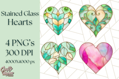 Stained Glass Heart PNG Clipart in Pastel and Bright Colors Product Image 1