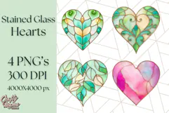Stained Glass Heart PNG Clipart in Pastel and Bright Colors Product Image 1