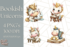 Magical Bookish Unicorn PNG Clipart Reading Books &amp; Stories Product Image 1