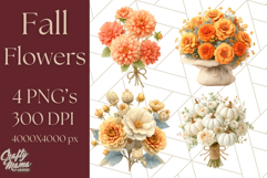 Fall Flower Bouquets Clipart PNG, Autumn Floral Clip Art Product Image 1