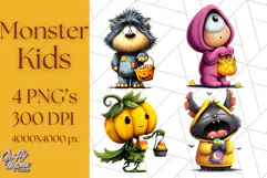 Monster Kids Clipart PNG, Cute Halloween Costume Art Product Image 1