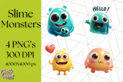 Slime Monster Clipart, Colorful Goo Graphics Png Product Image 1
