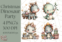Christmas Dinosaur Party Png, Dino Clipart PNG Product Image 1