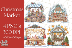 Cozy Christmas Market Stall Clipart PNG, Holiday Art Png Product Image 1