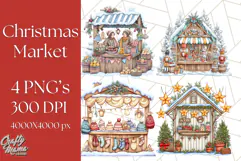 Cozy Christmas Market Stall Clipart PNG, Holiday Art Png Product Image 1