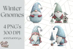 Cozy Winter Gnome Clipart PNG, Christmas Gnome Clip Art Product Image 1