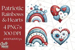 Patriotic Scandinavian Rainbow Clipart PNG, 4th Of July Png Product Image 1