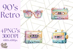 Pastel Retro 90s PNG, Cute Aesthetic Clipart, Checkerboard Product Image 1