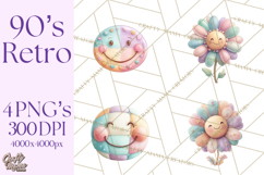 Pastel Retro 90s PNG, Cute Aesthetic Clipart, Checkerboard Product Image 1