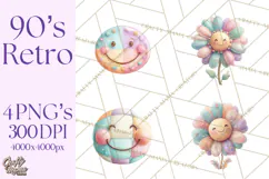 Pastel Retro 90s PNG, Cute Aesthetic Clipart, Checkerboard Product Image 1
