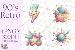 Pastel Retro 90s PNG, Cute Aesthetic Clipart, Checkerboard Product Image 1