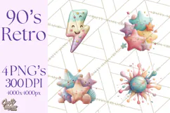 Pastel Retro 90s PNG, Cute Aesthetic Clipart, Checkerboard Product Image 1