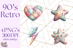 Pastel Retro 90s PNG, Cute Aesthetic Clipart, Checkerboard Product Image 1