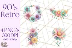 Pastel Retro 90s PNG, Cute Aesthetic Clipart, Checkerboard Product Image 1