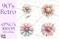 Pastel Retro 90s PNG, Cute Aesthetic Clipart, Checkerboard Product Image 1
