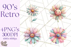 Pastel Retro 90s PNG, Cute Aesthetic Clipart, Checkerboard Product Image 1