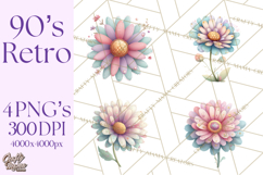 Pastel Retro 90s PNG, Cute Aesthetic Clipart, Checkerboard Product Image 1