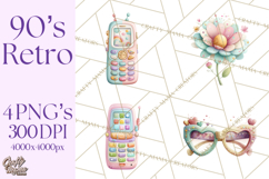 Pastel Retro 90s PNG, Cute Aesthetic Clipart, Checkerboard Product Image 1