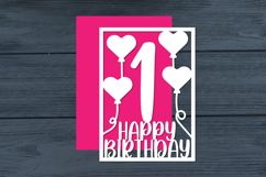 1st Birthday Papercut Card Digital Download Product Image 1