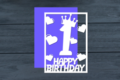 1st Birthday Papercut Card Digital Download Product Image 1