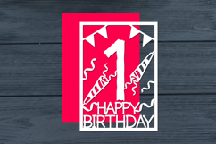 1st Birthday Papercut Card Digital Download Product Image 1