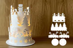 Merry Christmas Paper lantern, Christmas lantern template Product Image 2