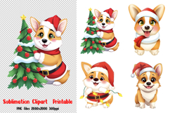 Christmas Dog, Dogs in Christmas Santa Hats Sublimation Product Image 1