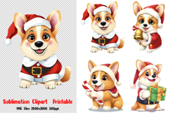 Christmas Dog, Dogs in Christmas Santa Hats Clipart Product Image 1