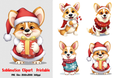 Christmas Dog, Dogs in Christmas Santa Hats Sublimation Clip Product Image 1