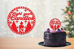 Christmas Coaster, Cake topper, Christmas Cut files, round Product Image 2