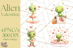 Green Alien Valentine Clipart PNG, Cute Alien Valentines Product Image 1