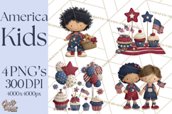 Patriotic Kids Clipart for 4th of July, USA Children PNG Product Image 1