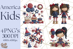 Patriotic Kids Clipart for 4th of July, USA Children PNG Product Image 1